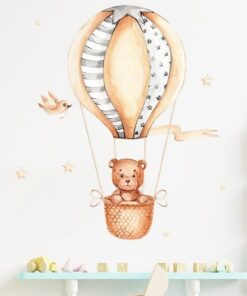 Stickers Chambre Bébé - Petit Ours en Montgolfière