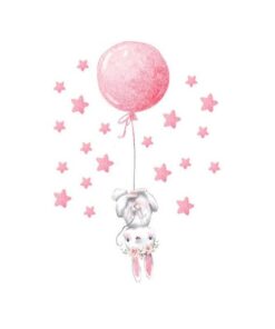 stickers chambre bébé lapin ballon rose