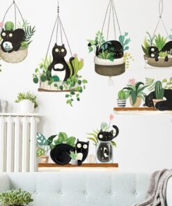 Stickers Chambre Bébé - Chats Mignons Plantes