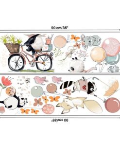 Stickers Chambre Bébé - Animaux Ballons Panda Vélo