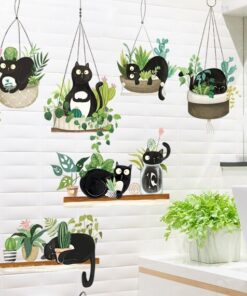 Stickers Chambre Bébé - Chats Mignons Plantes