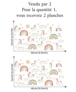 Alternative view of Stickers Chambre Fille - Arc en Ciel Licornes