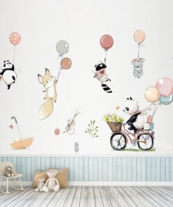 Alternative view of Stickers Chambre Bébé - Animaux Ballons Panda Vélo
