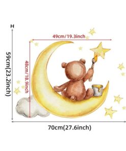 Stickers Chambre Bébé - Ours Lune Peinture