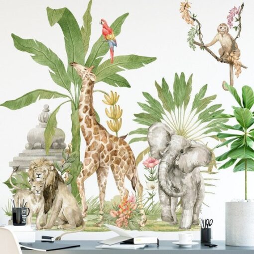 Stickers Chambre Bébé - Jungle Tropicale Perroquet