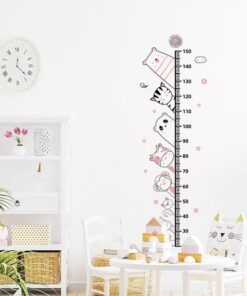 Stickers Toise Chambre Bébé Stickers Chambre Bébé - Toise Animaux Noir et Rose