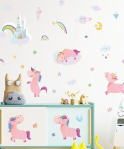 Alternative view of Stickers Chambre Bébé - Licornes Roses Arc en Ciel
