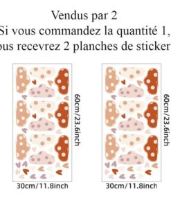 Stickers Chambre Bébé Fille - Nuages Ronds et Coeurs Stickers Chambre Bébé Fille - Nuages Ronds et Coeurs