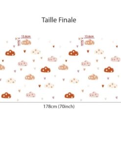 Stickers Chambre Bébé Fille - Nuages Ronds et Coeurs Stickers Chambre Bébé Fille - Nuages Ronds et Coeurs