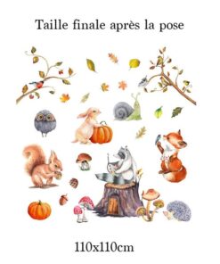 Stickers Chambre Bébé - Forêt Animaux Automne Stickers Chambre Bébé - Forêt Animaux Automne