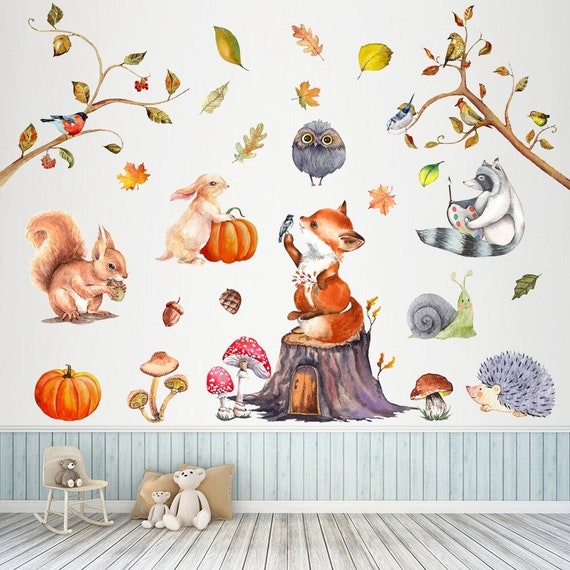Sticker Mural Chambre Enfant Animaux de la forêt d'automne
