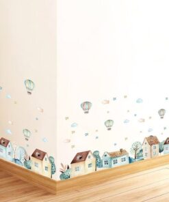 Stickers Chambre Bébé - Village Montgolfières Etoiles Stickers Chambre Bébé - Village Montgolfières Etoiles