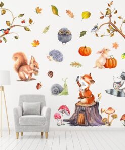 Stickers Chambre Bébé - Forêt Animaux Automne Stickers Chambre Bébé - Forêt Animaux Automne