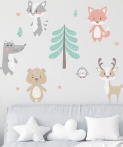 Stickers Chambre Bébé - Animaux de la Forêt Pastel Stickers Chambre Bébé - Animaux de la Forêt Pastel
