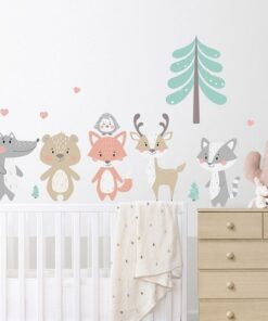 Stickers Chambre Bébé - Animaux de la Forêt Pastel Stickers Chambre Bébé - Animaux de la Forêt Pastel