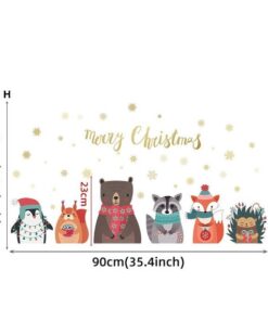 Stickers Chambre Bébé - Animaux de Noël et Flocons de neige