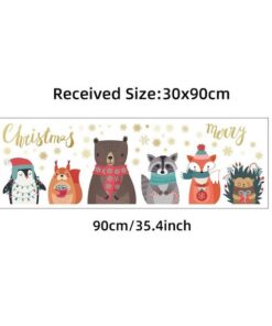 Stickers Chambre Bébé - Animaux de Noël et Flocons de neige