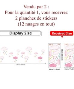 Stickers Chambre Fille - Nuages Roses Pluie Stickers Chambre Fille - Nuages Roses Pluie