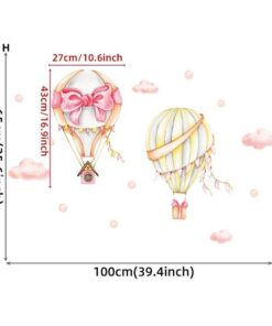 Stickers Chambre Fille - Montgolfières Nuages