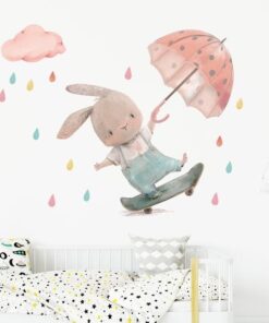 Alternative view of Stickers Lapin Parapluie