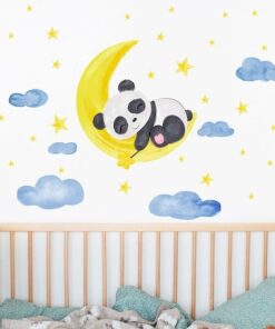 Alternative view of Stickers Chambre Bébé - Panda sur la lune