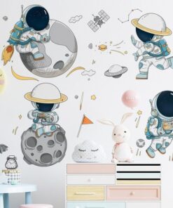 Stickers Chambre Garçon - Astronautes Satellite