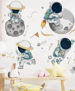 Alternative view of Stickers Chambre Garçon - Astronautes Satellite