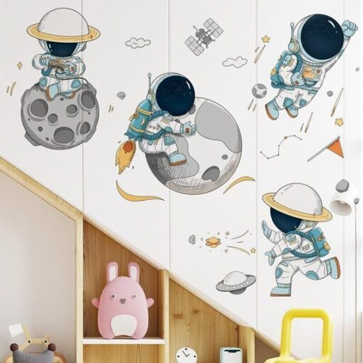 Stickers Chambre Garçon - Astronautes Satellite