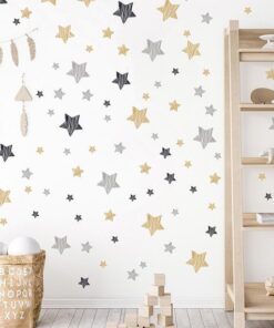Alternative view of Stickers Chambre Bébé - Etoiles or et gris