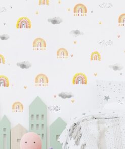 Stickers Chambre Fille - Arc en ciel nuages Stickers Chambre Fille - Arc en ciel nuages