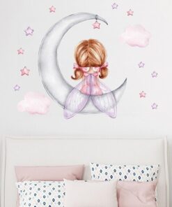 Stickers Chambre Fille - Fée sur la Lune