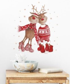 Stickers Chambre Bébé - Deux Rennes de Noël