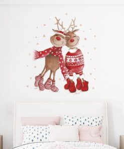 Stickers Chambre Bébé - Deux Rennes de Noël