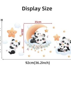 Stickers Chambre Fille - Pandas sur la lune