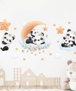 Stickers Chambre Fille - Pandas sur la lune