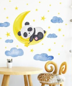 Stickers Chambre Bébé - Panda sur la lune Stickers Chambre Bébé - Panda sur la lune