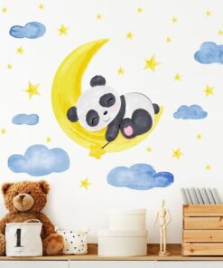 Stickers Chambre Bébé - Panda sur la lune Stickers Chambre Bébé - Panda sur la lune