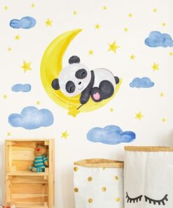Stickers Chambre Bébé - Panda sur la lune Stickers Chambre Bébé - Panda sur la lune
