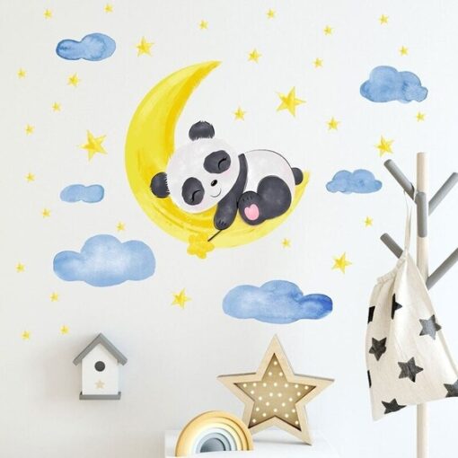 Stickers Chambre Bébé - Panda sur la lune