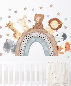 Alternative view of Stickers Chambre Bébé - Animaux Arc en Ciel Etoiles