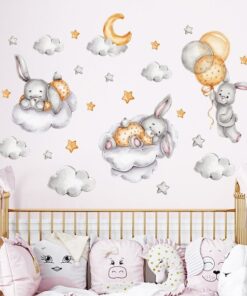 Stickers Etoile Grise Bébé Lapin Stickers Etoile Grise Bébé Lapin