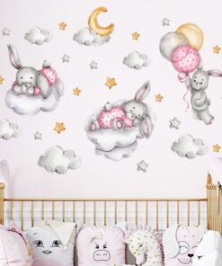 Alternative view of Stickers Lapins et Nuages