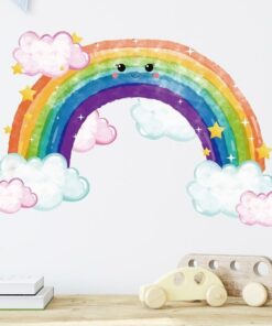 Stickers Chambre Bébé - Arc en Ciel Nuages Rose Stickers Chambre Bébé - Arc en Ciel Nuages Rose