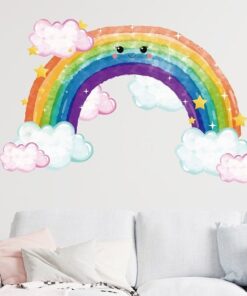 Stickers Chambre Bébé - Arc en Ciel Nuages Rose Stickers Chambre Bébé - Arc en Ciel Nuages Rose
