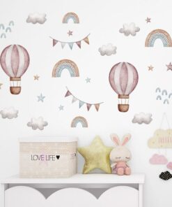 Alternative view of Stickers Chambre Fille - Montgolfières Arcs en Ciel