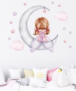 Alternative view of Stickers Chambre Fille - Fée sur la Lune