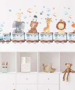 Stickers Chambre Garçon - Animaux sur le Train