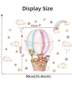 Stickers Chambre Fille - Montgolfière Animaux Stickers Chambre Fille - Montgolfière Animaux