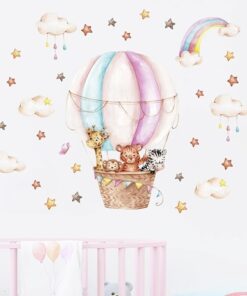 Alternative view of Stickers Chambre Fille - Montgolfière Animaux