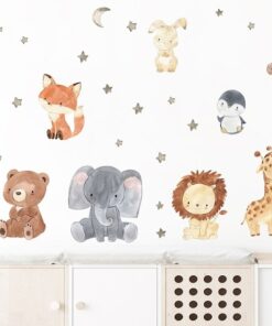 Alternative view of Stickers Chambre Bébé - Animaux de la Savane Etoiles